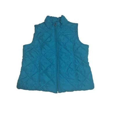 SJB Active vest Women Large dark aqua puffer full zip front pockets Granola Gorp - Image 1 of 4
