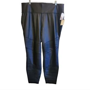 LANE BRYANT LIVI WOMENS PLUS SIZE 2X 18/20 MOTO ACTIVE STRETCH LEGGING IN BLACK - Picture 1 of 9
