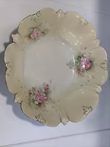 Antique RS Prussia Fruit Serving Bowl. Painted Roses 10" - Bild 1 von 6