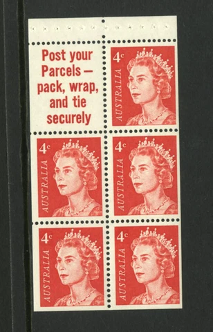 M2652 Australia 1966 SG385a - 4c red booklet pane of 5 stamps POST YOUR PARCELS Cover