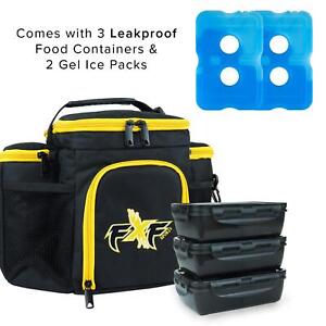 Meal Prep Insulated Lunch Bag Gym Meal Prep Bag with 3 Containers and 2 Gel Pack