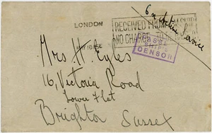 WW1 NAVAL CENSORED 1915 TROOP SHIP H.M.S QUEEN ELIZABETH to EYLES BRIGHTON - Picture 1 of 2