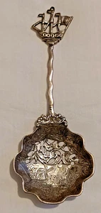 830 Silber Antik Bon Bon Löffel Schiff Nautisch Hanau Neresheimer/Dingeldein? - Bild 1 von 10