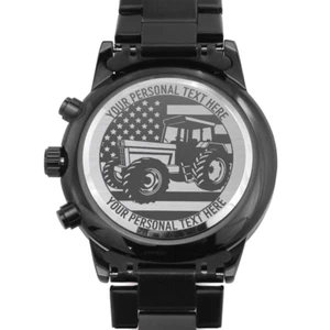 Personalized Laser-Engraved Tractor-Themed Metal Wristwatch Gift For Men - Picture 1 of 11