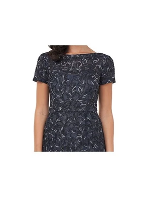 JS COLLECTION Womens Navy Scoop-back Short Sleeve Formal Gown Dress 4 - Image 1 of 4