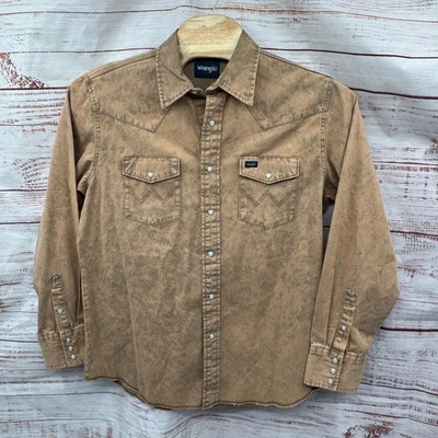 Wrangler Shirt Mens Large Long Sleeve Western Denim Pearl Snap Button Acid Wash - Image 1 of 4