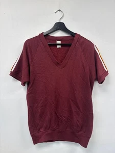 Sudadera Camisa Vintage JCPenney Granate Cuello en V Mediana Raglán Rayas Retro Años 70 - Imagen 1 de 5