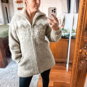 Hilda LTD. Vintage Unisex Icelandic Nordic Full Zip Sweater Jacket Cream Neutral - Picture 1 of 9