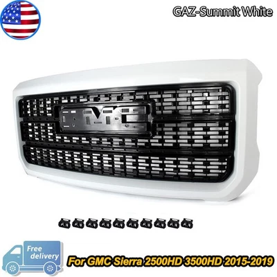 Summit White Front Bumper Grille Grill For 2015-2019 GMC Sierra 2500HD 3500HD - Image 1 of 4