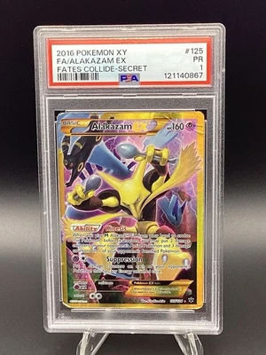 Pokémon TCG Alakazam EX Fates Collide 125/124 Full Art Secret Rare Card PSA 1 - Image 1 of 2