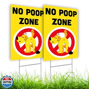 2 PC No Pooping Dog Signs for Yard, 8x12 DS Coroplast No Dog Poop - Picture 1 of 5