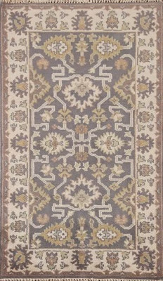 Handmade Transitional Wool Carpet All-Over Gray Oushak Design Oriental Rug 3x6 - Image 1 of 4