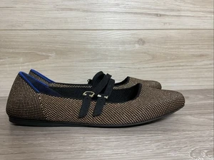 Ballerine Rothy’s The Double Buckle Mary Jane taglia 10 nero oro tweed metallizzato - Foto 1 di 10