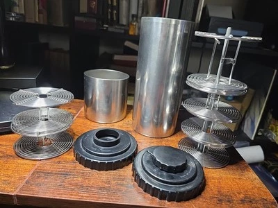 Vtg Kindermann Stainless Steel Double Film Developing Tank with Reels Germany - Image 1 of 4