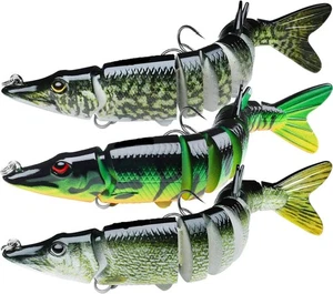1 x OLIVE PIKE LURE +  Predator Jointed Lures for Pike & Zander x 3 - Picture 1 of 1