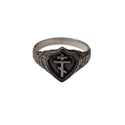 Men's Sterling Silver Orthodox Cross Ring Solid 925 Comfort Fit Handmade - Image 1 of 4