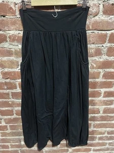Garnet Hill Favorite Maxi Skirt Black Womens Cotton Modal Knit Pull On Medium - Picture 1 of 4