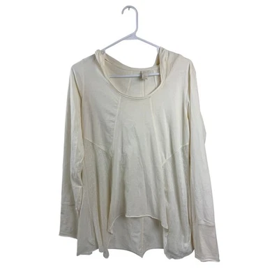 Prana Breathe Ivory Cream Hooded Top Long Sleeve Hi Low Hem Women's Size M - Image 1 of 4
