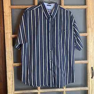Bugle Boy Classics Men's Black Striped Shirt SS Size XL 26x30, 100% Cotton - Picture 1 of 9