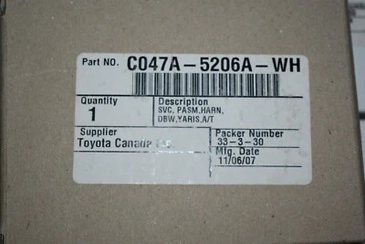 Arnés de control de crucero Toyota Yaris 2006-2009 NOS C047A-5206A-WH  Foto 1 de 4