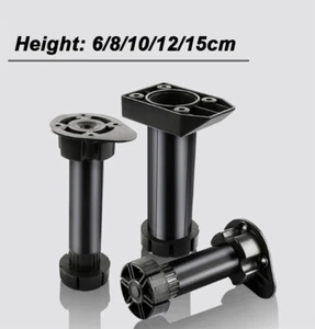 4 Stck Schwarz Schwerlast ABS Kunststoff Schrankbeine Verstellbar Möbelbeschläge - Picture 1 of 22