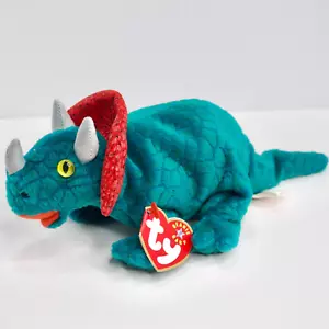 Ty Beanie Baby Hornsly Triceratops Dinosaur PRISTINE CLEAN Mint with Mint Tags - Picture 1 of 8