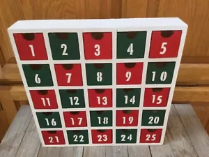 Creative Hobbies 25 Drawer Wooden Advent Calendar Red/Green/White 11 x 11" - Picture 1 of 9