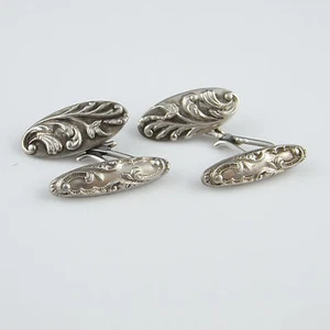 Vintage Silver Cufflinks with Box Unique Mens Cuff Links - Picture 1 of 5