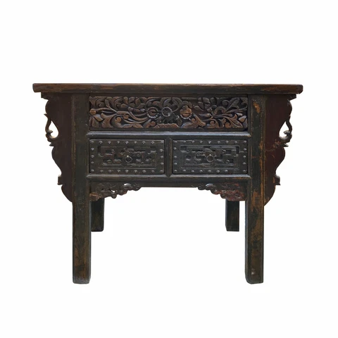 Chinese Vintage Flower Hardware Motif Altar Table Vanity Desk cs7074 Cover