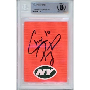 Chad Pennington Signed Football Pylon Cut Beckett BAS Slabbed New York Jets Auto - Picture 1 of 5