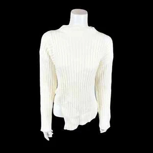 Peace Love World Women's Asymmetrical Hem Sweater Pristine Ivory X-Small Size - Picture 1 of 2