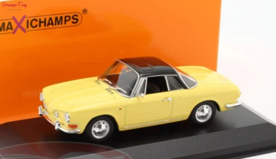 MiniChamps VW Karmann Ghia 1600 1966 Yellow/Black 1/43 Scale - Image 1 of 2