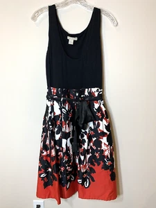 JONATHAN MARTIN Dress Womens Medium Sundress Sleeveless Black Red White Stretch - Picture 1 of 7