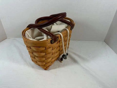 Longaberger Small Boardwalk Purse Basket With Liners Cover