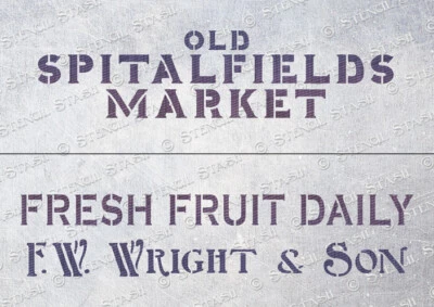 STENCIL STASH Spitalfields Market STENCIL CRATE Panels CSM Vintage London, SUPERIOR 250 MYLAR