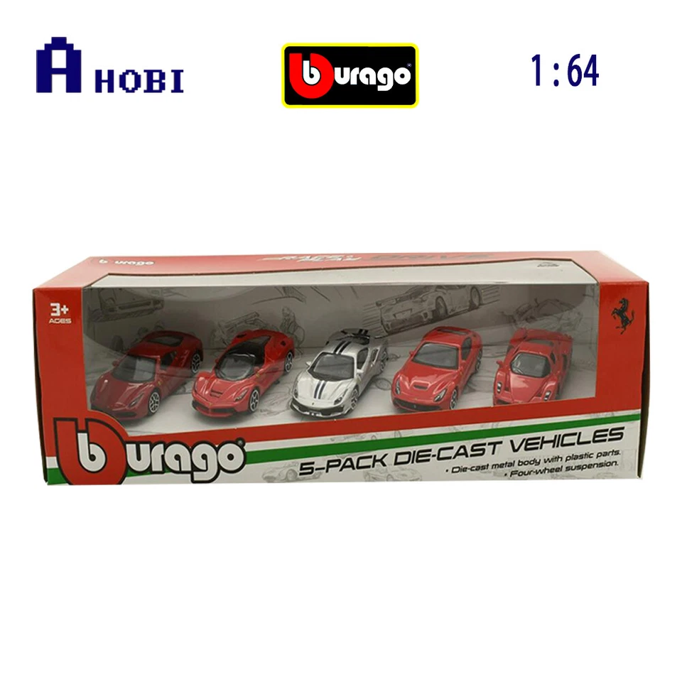Bburago Race and Play Ferrari Drive 5 Pack Collection 1 64 Scale Diecast Vehicle