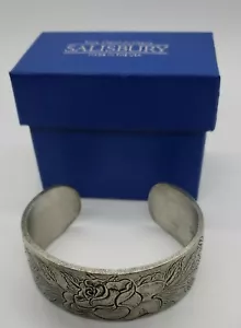 Salisbury Pewter Flower of the Month Rose Cuff Bracelet in box - Picture 1 of 7