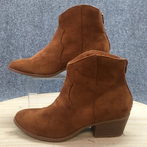 Charlotte Russe Boots Womens 8 Liam Zip Western Ankle Bootie Brown Faux Suede - Picture 1 of 17