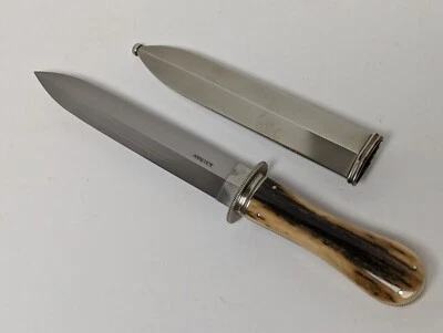 RARE Tim Hancock 11.5" High Carbon California Dagger Custom Nickel Silver Sheath - Image 1 of 4