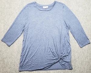 Retrology T-Shirt Womens XL Heathered Hudson Solid Crew Neck 3/4 Sleeve New - Picture 1 of 10