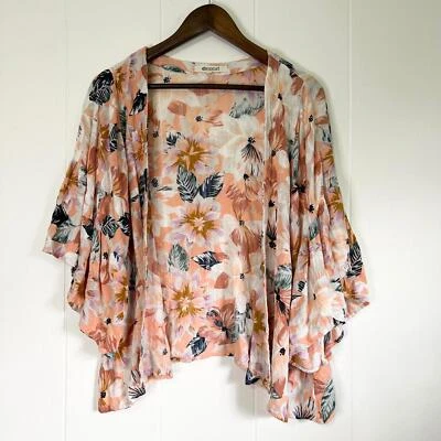 Rip Curl Floral Bell Sleeve Open Cardigan Cover Up Kimono Women's XS - Image 1 of 4