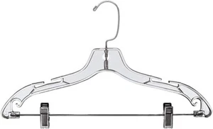 Plastic Suit Hangers 100 Clear Adult Size 17" Pinch Grip Clip Retail Clothing - Picture 1 of 4