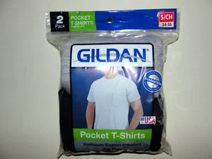 Men's Gildan 2 (1 Gray, 1 Black) Pocket T-Shirts - Size S (34-36) New - Picture 1 of 2