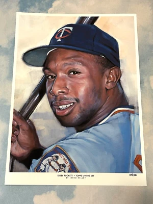 KIRBY PUCKETT 2021 Topps Living Fine Art Print 10x14 071/100 Minnesota Twins - Image 1 of 3