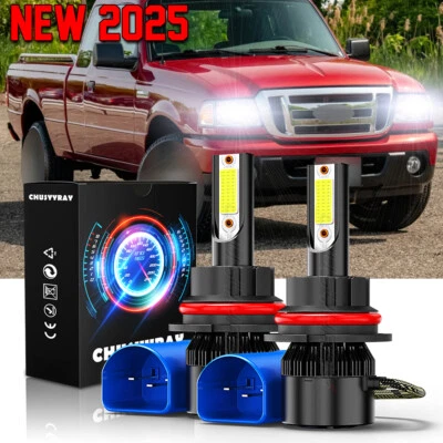 For FORD Ranger 1990-2011 LED Headlight Kit 9007 HB5 6000K White Hi/Lo COB Bulbs - Image 1 of 4