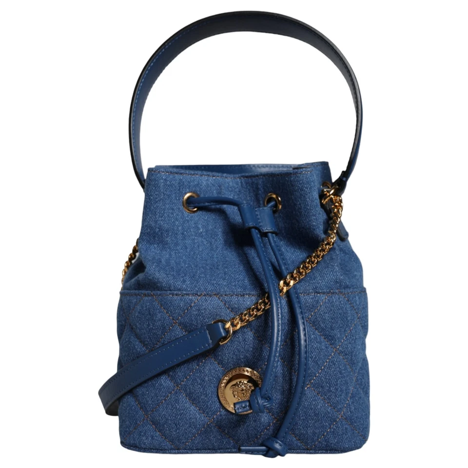 Bolso Bandolera VERSACE Azul Acolchado Denim Cuero Hombro Mujer Borse 1400usd Foto 1 de 4