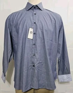 SOT Society Of Threads Herren Größe L blau Punkte Flip Manschette Knopf Hemd neu mit Etikett - Bild 1 von 7