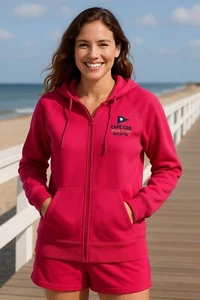 Cuffys Cape Cod Sommer klassisch rosa Reißverschluss Hoodie Anker Logo Daumenlöcher Größe Large - Bild 1 von 11