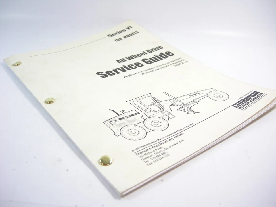 Champion 700 Models Series 6 VI Motor Grader All Wheel Drive Service Guide Book - Image 1 of 1