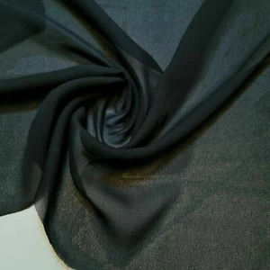 Schwarz transparent Chiffon Material Drapierung Hochzeit Bogen Kleid Handarbeit Stoff 58" Meterware - Bild 1 von 1